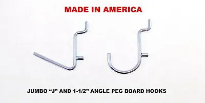 10 Each 1 1/2 Angle & J Hook Metal Peg Garage Hanger Hooks -1/8 To 1/4  Pegboard • $9.97