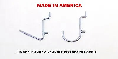 50 Each 1 1/2 Angle & J Hook Metal Peg Garage Hanger Hooks -1/8 To 1/4  Pegboard • $24.95