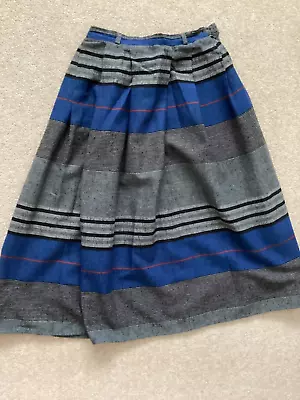 ETAM Vintage 80’s Skirt Size 10 Blue & Grey Stripe • £4.75