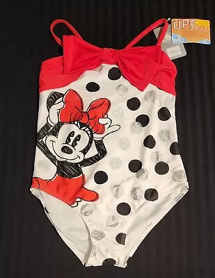 DISNEY STORE Minnie Mouse Deluxe Polka Dot Swimsuit Girls Size 13 NWT HTF • $18.71