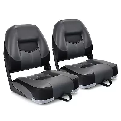 Set Of 2 Folding Low-Back Boat Chair Ergonomic Fishing Yacht Seat With Strap • £89.95