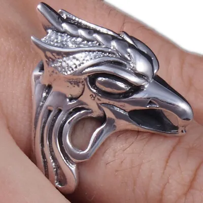 $59 • Buy 13g Phoenix Luck Power Rebirth Bird Skull Biker 925 Sterling Silver Mens Ring