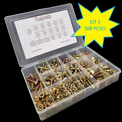 Grade 8 Hex Bolt Washer/Nut Assortment Yellow Zinc (508) Pcs. Coarse Thread • $56.49