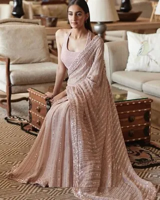$76.99 • Buy Designer Wedding Party Prachi Saree Indian Pakistani Sari Bridal Bollywood Wear
