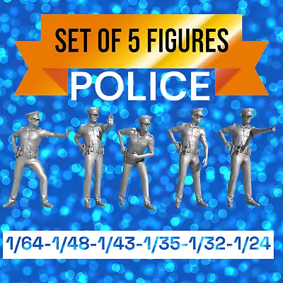 Police Figures Resin 3d Printed Unpainted Diorama Model Railroad Set Of 5 LEO • $22.99