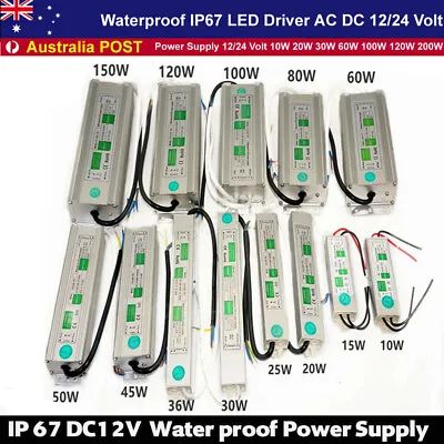 $5.99 • Buy IP67 Waterproof LED Driver DC12V 24V 30W 50W 60W 100W 150Watt LED Power Supply