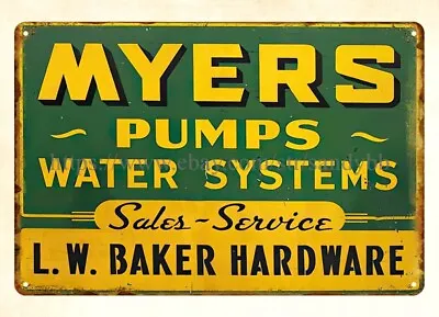 Water Systems Myers Pump Metal Tin Sign Modern Bedroom Ideas • $18.91