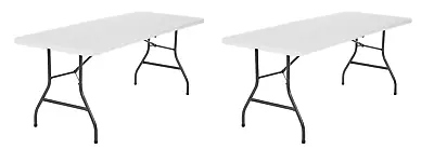 Cosco (2-Pack) 6 Foot Centerfold Folding Table White • $189.08