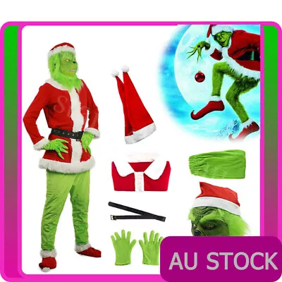 7PCS The Grinch Stole Christmas Santa Xmas Costume Cosplay Mask Grinch Outfit AU • $20.69