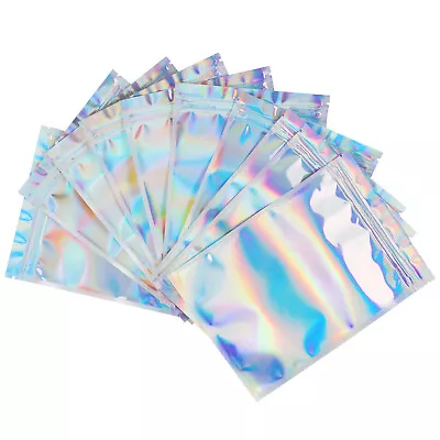 200 Pack 4x6  Holographic Rainbow Mylar Foil Ziplock Bag Resealable Double-Sided • $12.99