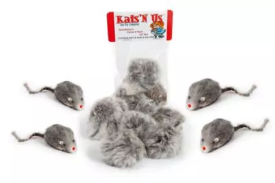 Real Rabbit Fur Pom Pom & Mouse Cat Toy - 10 Pak • $13.99