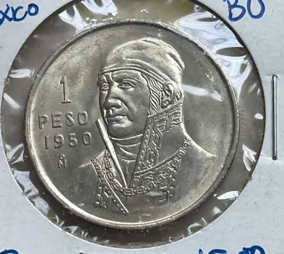 1950 Mexico 1 One Peso - Silver Uncirculated • $25