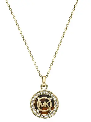 Michael Kors Heritage Fulton Gold Necklace Tortoise MKJ4101710 Crystals + MK BOX • $67.49