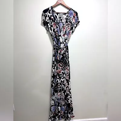 Meghan LA Los Angeles Jasmine Maxi Dress Floral V-neck Wrap W/ Belt Slit Sz S • $48