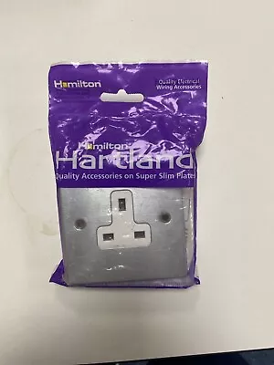 Hamilton Hartland 76us13w Satin Chrome 1g 13a Unswitched Socket White • £13