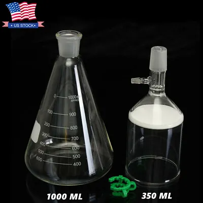 $58.90 • Buy Glass Vacuum Suction Filter Filtration Kit 1000mL Conical Flask 350ml Buchner