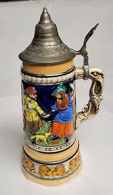 Vintage German Musical Beer Stein With Pewter Tin Lid  10.5  Tall Excellent • $6.99