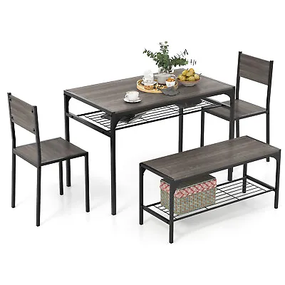 Modern 4 PCS Dinette Set For Small Place Breakfast Nook  Dining Table W/ 2 • $159.99