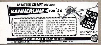 1956 Print Ad Mastercraft Bannerline Boat Trailers MiddletownCT • $8.38