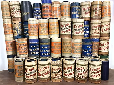 Lot Of 72 Antique EDISON Blue AMBEROL Phonograph CYLINDER Records Amberola • $349.99