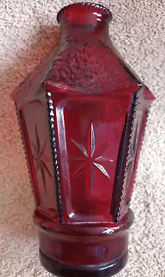 Vintage Wheaton Ruby Red Glass Jar Vase Bottle Starburst Pattern • $15.99