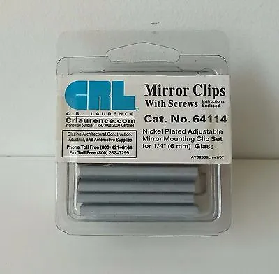 CRL Nickel Plated Adjustable Mirror Clip Set For 1/4 In Straight Edge Glass • £9.64