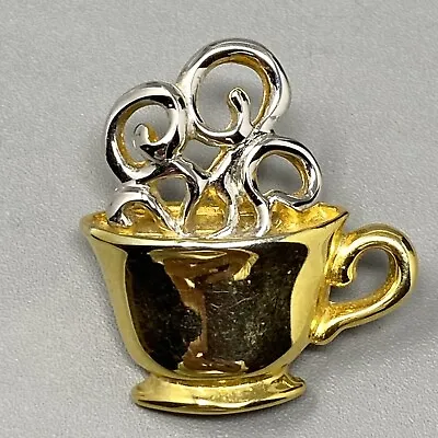 Anne Klein Jewelry Brooch Pin Teapot Two Tone Gold Silver Scatter Mini Steam 1.5 • £13.67