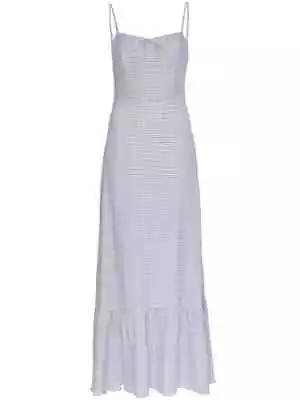 REFORMATION Jane Lilac White Gingham PRAIRE Ruffle Flounce Maxi Dress 2 XS NEW • £194.53