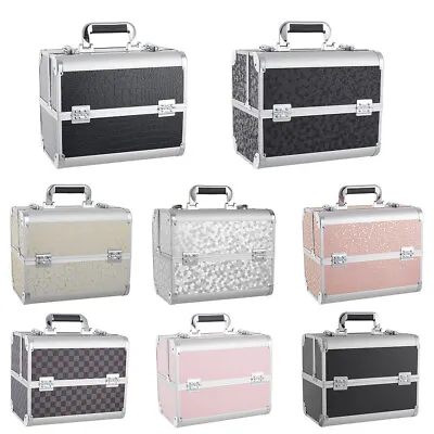 Makeup Train Case Organizer Portable Cosmetic Box 2-Tier Storage Trays Lockable • £19.95