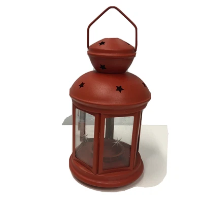 $14 • Buy IKEA Red Lantern Votive Candle Holder Metal/Glass