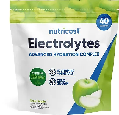 Nutricost Electrolytes Powder Hydration Packets (Green Apple 40 Servings) • $22.98