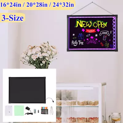 3-Size LED Flashing Message Board Illuminated Hanging Neon Effect Writing Board • $36