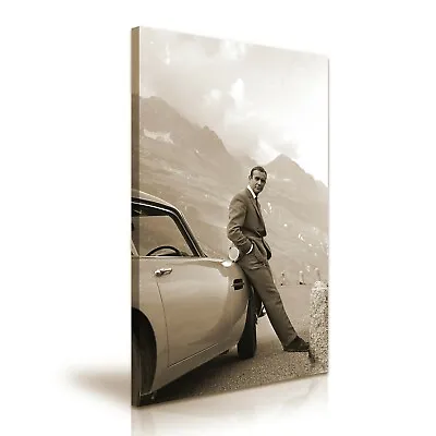 007 James Bond Aston Martin Sean Conne Sepia Print Canvas Wall Art ~ 5 Sizes • £12.99