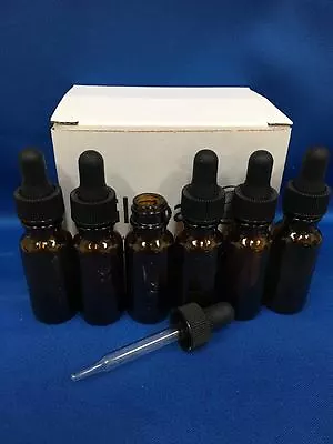 6 - 1/2 Oz Amber Glass Bottle With Glass Eye Dropper (15ml) - Pack Of 6 • $5.99