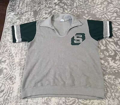 VTG Champion Women’s M Michigan State Short Sleeve V Neck Sweatshirt Made In USA • $18