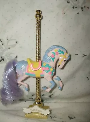 1989 Vintage Matchbox Carousel Horse Ribbon Fashion Parade Glitter W Stand • $80