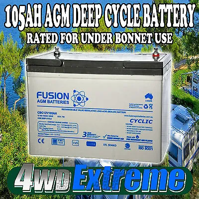 Deep Cycle Agm 105ah 12v Fridge Caravan 4wd Camping Battery Cbc12v105ah 100ah  • $320