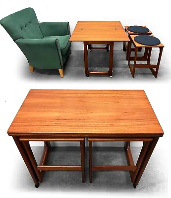 70s Retro Vintage McINTOSH TEAK Metamorphic Tri-Form DINING COFEE SIDE TABLES • £245