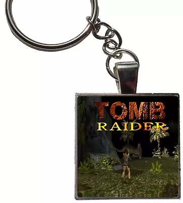 Tomb Raider Lara Croft Figure Keyring Keychain T Rex Dinosaur • £4.99