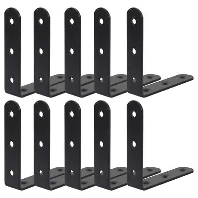  10 Pcs Iron Shelf Brackets Stainless Steel Black Right Angle Corner Code Chair • £18.15