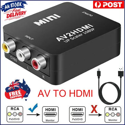 $12.99 • Buy RCA AV To HDMI Converter Adapter Composite AV2HDMI Converter 1080P HDTV/DVD AU