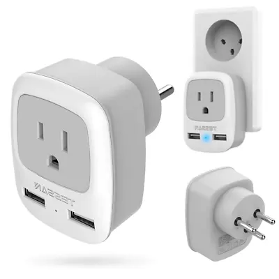 Israel Palestine Power Adapter Plug With 2 USB Phone Charger For US To Israeli • $14.49