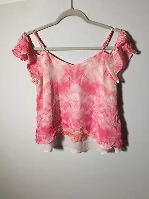 $15.79 • Buy Forever New Womens Pink And White Cani Blouse Top Size 8 Short Sleeve Viscose