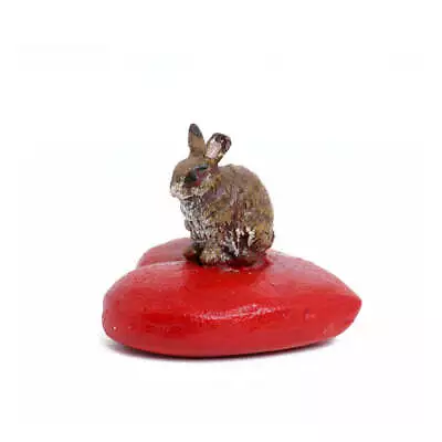 New In Box - Rabbit On Heart-Cushion Vienna Bronze Figurine • $8.75