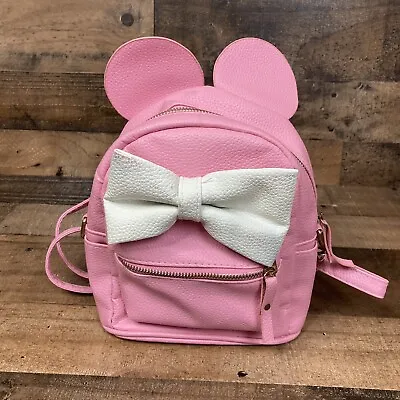 Disney Minnie Mouse Ears Mini 10” Backpack Miniature Small Pink White • $14.99