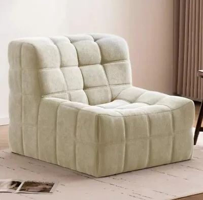 Scandinavian Cream Square Sofa- Modern Casual Chic Living Room Chair  • $1259.99