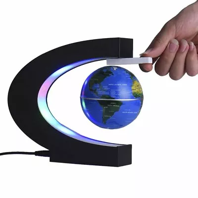 C Shape LED Magnetic Levitation Floating Globe World Map Decor Light Nice Gift • £19.99