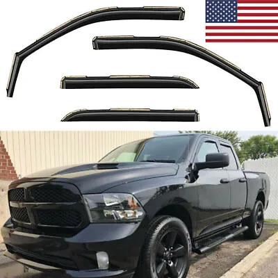 For 09-2018 Dodge Ram Crew Cab 1500 2500 In-Channel Window Visor Sun Rain Guard • $44.99