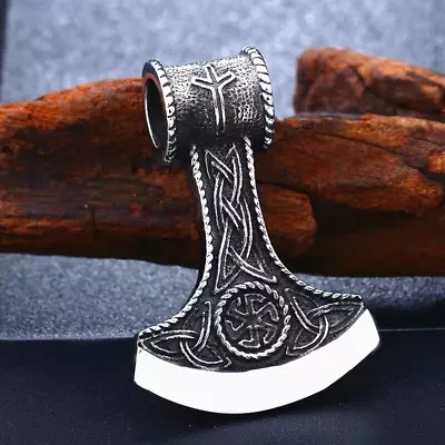 Viking Axe W. Celtic Trinity Knot Pendant Necklace Men's Jewelry Chain 24  Gift • $11.89