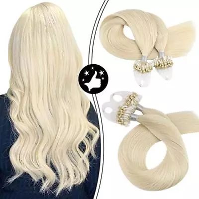  Micro Link Hair Extensions Human Hair Blonde Microlink Hair 18 In A-Micro #60 • $81.48